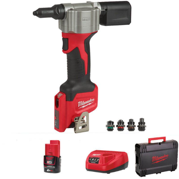 Milwaukee M12 Pop Rivet Gun 1 X 2.0Ah & Charger Bprt-201X | SKU 17570 ...